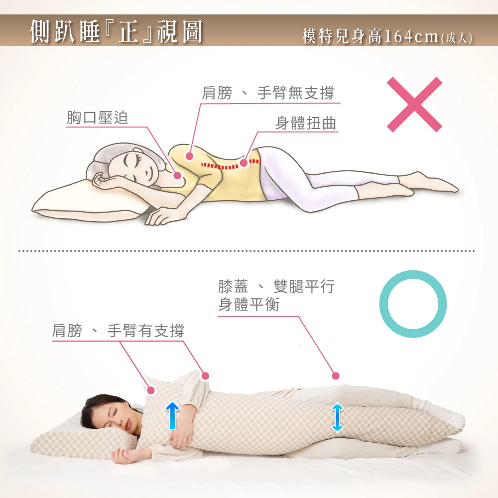 側趴睡正視圖